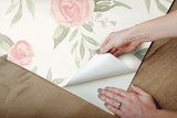 Wallpaper Magnolia Home Watercolor Roses Peel & Stick Wallpaper // Coral