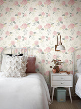 Wallpaper Magnolia Home Watercolor Roses Peel & Stick Wallpaper // Pink