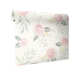 Wallpaper Magnolia Home Watercolor Roses Peel & Stick Wallpaper // Pink