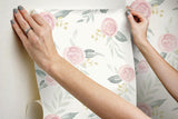 Wallpaper Magnolia Home Watercolor Roses Peel & Stick Wallpaper // Pink