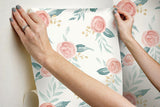 Wallpaper Magnolia Home Watercolor Roses Peel & Stick Wallpaper // Red