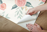 Wallpaper Magnolia Home Watercolor Roses Peel & Stick Wallpaper // Red 