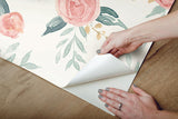 Wallpaper Magnolia Home Watercolor Roses Peel & Stick Wallpaper // Red