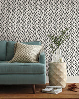 Wallpaper Magnolia Home Willow Peel & Stick Wallpaper // Black
