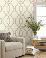 Wallpaper Magnolia Home Woven Trellis Peel & Stick Wallpaper // Beige
