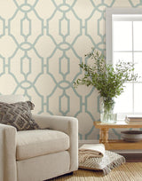 Wallpaper Magnolia Home Woven Trellis Peel & Stick Wallpaper // Beige & Blue