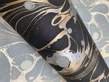 Wallpaper Marbled Endpaper Wallpaper // Black & Gold
