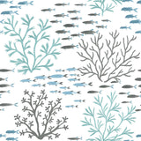 Wallpaper Marine Garden Wallpaper // Blue & Brown