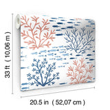 Wallpaper Marine Garden Wallpaper // Coral & Navy