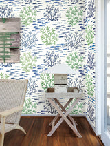 Wallpaper Marine Garden Wallpaper // Green & Blue