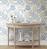 Wallpaper Marine Garden Wallpaper // Green & Blue