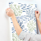 Wallpaper Marine Garden Wallpaper // Green & Blue