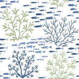 Wallpaper Marine Garden Wallpaper // Green & Blue