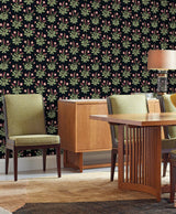 Wallpaper Meadow Flowers Wallpaper // Black & Rose Gold Metallic