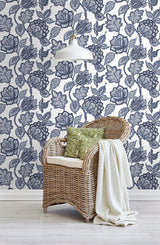 Wallpaper Midsummer Jacobean Wallpaper // White & Blue