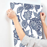 Wallpaper Midsummer Jacobean Wallpaper // White & Blue
