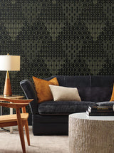 Wallpaper Modern Chandelier Wallpaper // Black