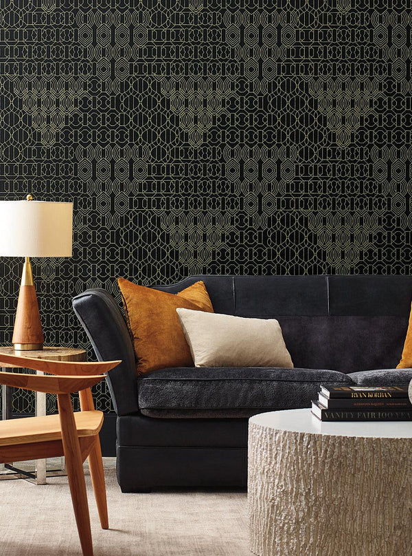 Wallpaper Modern Chandelier Wallpaper // Black