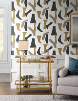 Wallpaper Modernist Peel & Stick Wallpaper // Black & Gold