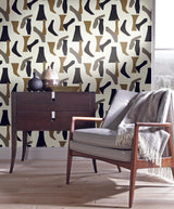Wallpaper Modernist Peel & Stick Wallpaper // Black & Gold