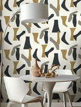 Wallpaper Modernist Peel & Stick Wallpaper // Black & Gold
