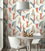 Wallpaper Modernist Peel & Stick Wallpaper // Coral & Blue