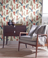 Wallpaper Modernist Peel & Stick Wallpaper // Coral & Blue