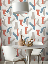 Wallpaper Modernist Peel & Stick Wallpaper // Coral & Blue