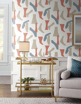 Wallpaper Modernist Peel & Stick Wallpaper // Coral & Blue