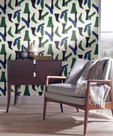 Wallpaper Modernist Peel & Stick Wallpaper // Green & Blue