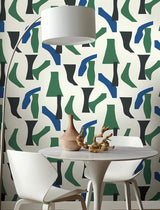Wallpaper Modernist Peel & Stick Wallpaper // Green & Blue