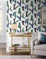 Wallpaper Modernist Peel & Stick Wallpaper // Green & Blue