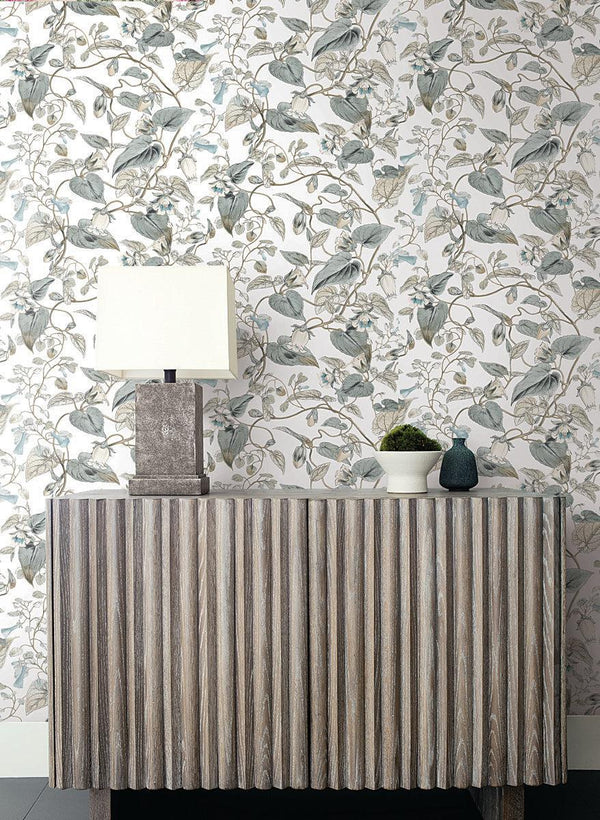Wallpaper Moon Flower Wallpaper // White & Blue