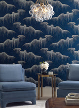 Wallpaper Moonlight Pearls Wallpaper // Navy