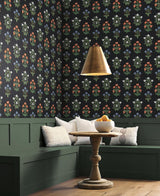 Wallpaper Mughal Rose Wallpaper // Black & Pink
