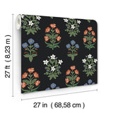 Wallpaper Mughal Rose Wallpaper // Black & Pink
