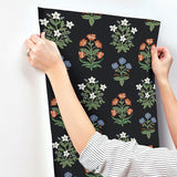 Wallpaper Mughal Rose Wallpaper // Black & Pink