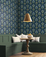 Wallpaper Mughal Rose Wallpaper // Blue & Purple