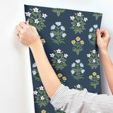 Wallpaper Mughal Rose Wallpaper // Blue & Purple