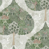 Wallpaper Mystic Forest Wallpaper // Green & Coral