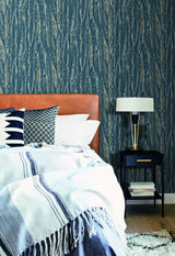 Wallpaper Native Leaves Wallpaper // Navy