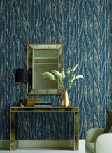 Wallpaper Native Leaves Wallpaper // Navy