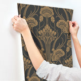 Wallpaper Nouveau Damask Wallpaper // Black