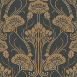 Wallpaper Nouveau Damask Wallpaper // Black