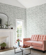 Wallpaper Oahu Fronds Wallpaper // Light Green & White