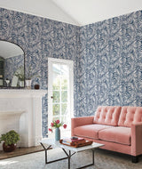 Wallpaper Oahu Fronds Wallpaper // Navy & White