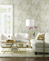 Wallpaper Oil & Marble Wallpaper // Green & Gold Metallic