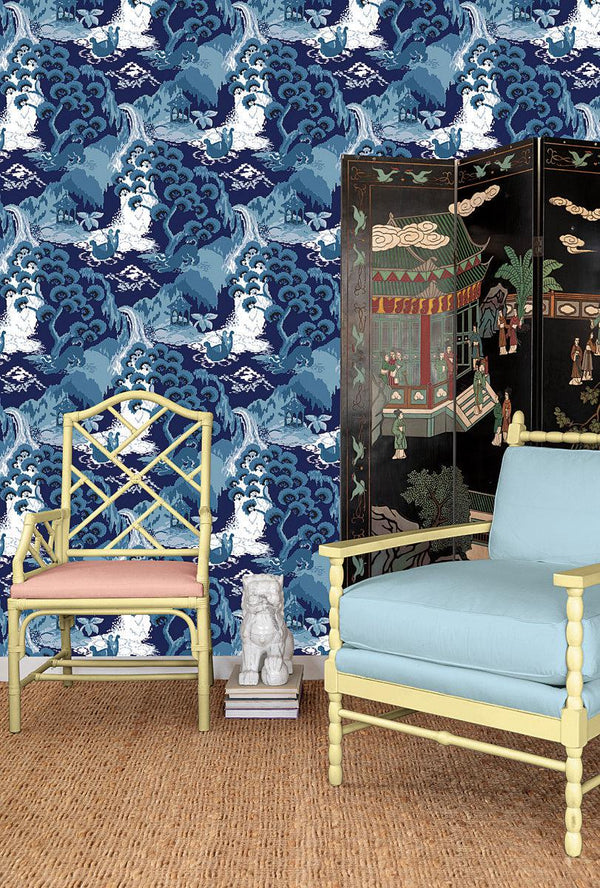 Wallpaper Old Peking Peel & Stick Wallpaper // Navy Blue