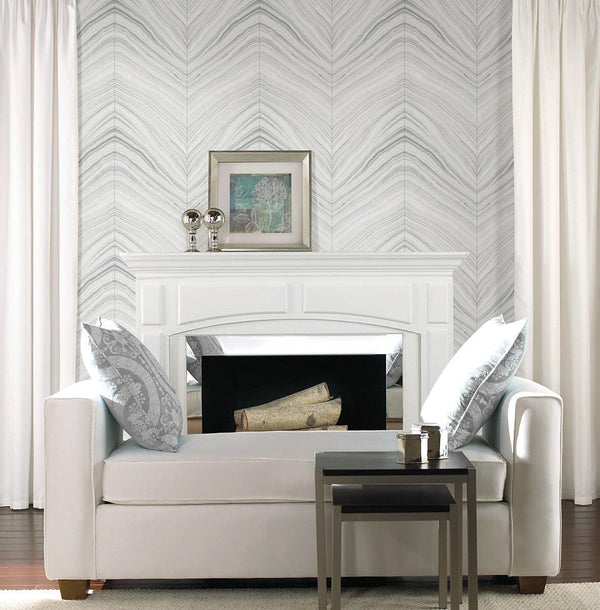 Wallpaper Onyx Strata Peel & Stick Wallpaper // Sheer Grey