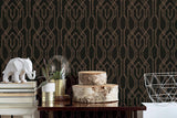 Wallpaper Oriental Lattice Wallpaper // Black & Gold
